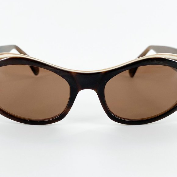MORGENTHAL FREDERICS Stephanie REAL Buffalo Horn Cat Eye Sunglasses Brown Frames - Picture 2 of 15